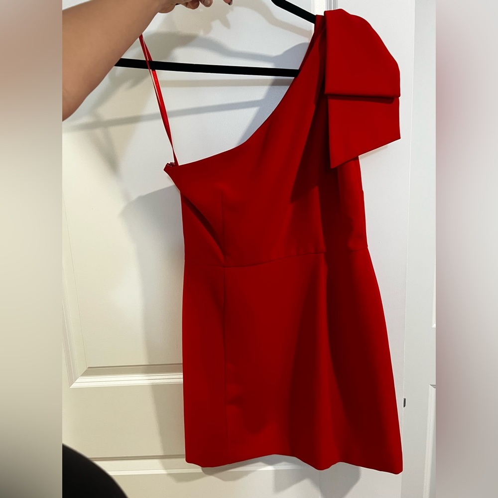 Gianni Bini Red NWT One Shoulder Cocktail Dress - Picture 4 of 6